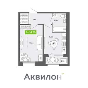 1-к квартира, вторичка, 34м2, 14/16 этаж