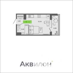Студия квартира, вторичка, 24м2, 15/16 этаж