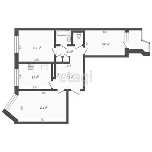 3-к квартира, вторичка, 63м2, 6/10 этаж
