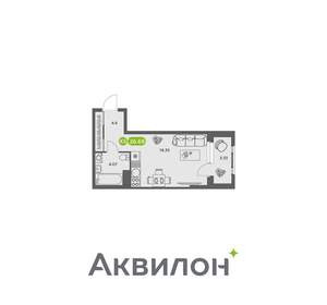 Студия квартира, вторичка, 27м2, 6/16 этаж