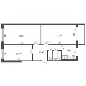3-к квартира, вторичка, 61м2, 4/5 этаж
