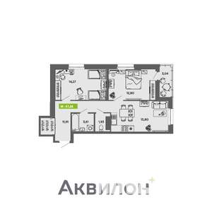 2-к квартира, вторичка, 62м2, 14/16 этаж