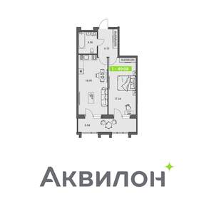 1-к квартира, вторичка, 50м2, 1/8 этаж