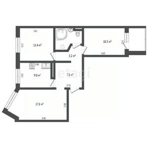 3-к квартира, вторичка, 63м2, 5/10 этаж