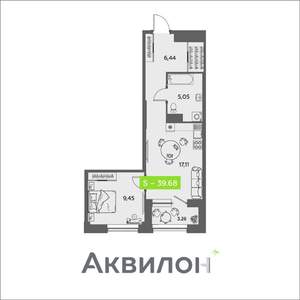 1-к квартира, вторичка, 40м2, 12/16 этаж