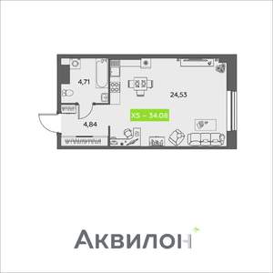 Студия квартира, вторичка, 34м2, 5/16 этаж