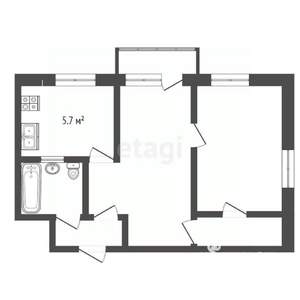 2-к квартира, вторичка, 41м2, 5/5 этаж