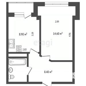 1-к квартира, вторичка, 33м2, 2/9 этаж