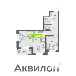 2-к квартира, вторичка, 62м2, 16/32 этаж