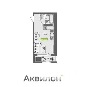Студия квартира, вторичка, 26м2, 15/16 этаж