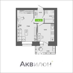 1-к квартира, вторичка, 36м2, 1/11 этаж