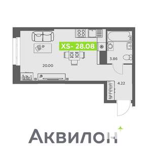 Студия квартира, вторичка, 28м2, 9/16 этаж