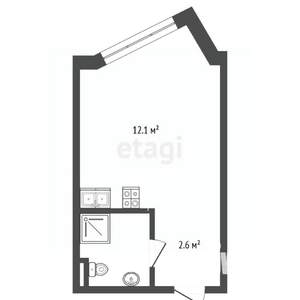 Студия квартира, вторичка, 17м2, 1/9 этаж