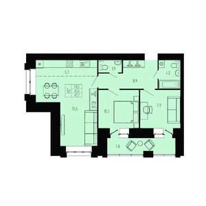 3-к квартира, вторичка, 65м2, 3/9 этаж