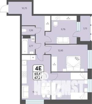 3-к квартира, вторичка, 67м2, 4/12 этаж