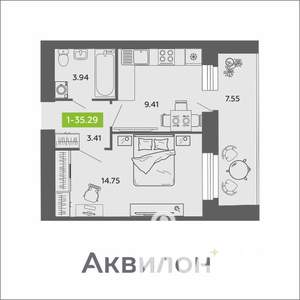 1-к квартира, вторичка, 35м2, 9/11 этаж