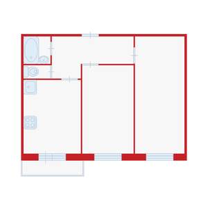 2-к квартира, вторичка, 53м2, 6/9 этаж