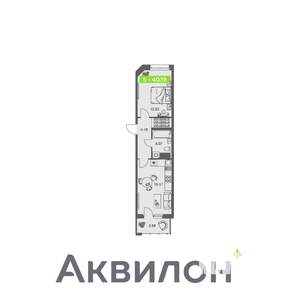 2-к квартира, строящийся дом, 40м2, 2/8 этаж