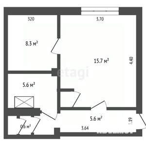 2-к квартира, вторичка, 38м2, 2/2 этаж