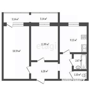 2-к квартира, вторичка, 54м2, 9/9 этаж