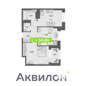 2-к квартира, вторичка, 55м2, 8/32 этаж
