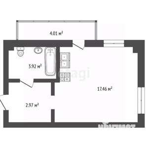 Студия квартира, вторичка, 25м2, 3/7 этаж