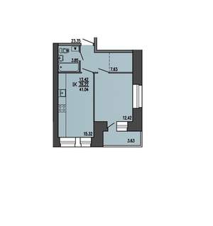 1-к квартира, сданный дом, 39м2, 1/4 этаж