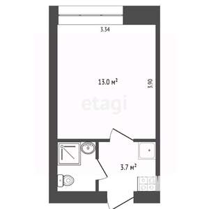 1-к квартира, вторичка, 18м2, 5/5 этаж