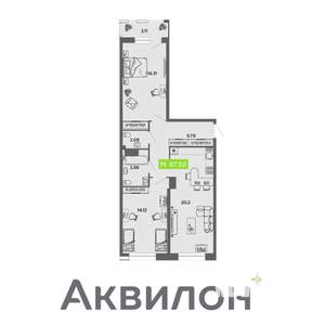 2-к квартира, вторичка, 67м2, 3/16 этаж