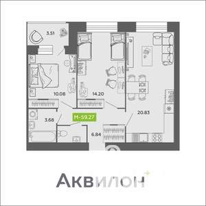2-к квартира, вторичка, 59м2, 10/11 этаж