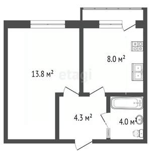 1-к квартира, вторичка, 30м2, 4/16 этаж