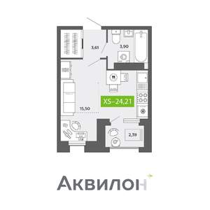 Студия квартира, вторичка, 24м2, 8/16 этаж