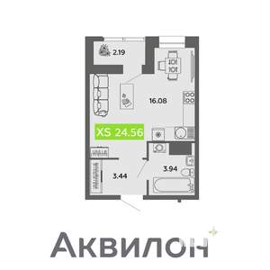 Студия квартира, вторичка, 25м2, 16/16 этаж