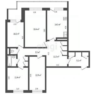 4-к квартира, вторичка, 98м2, 10/10 этаж