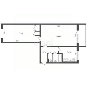 2-к квартира, вторичка, 44м2, 5/5 этаж