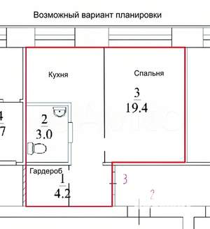 1-к квартира, вторичка, 26м2, 1/5 этаж