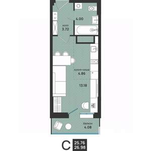 Студия квартира, вторичка, 27м2, 9/13 этаж