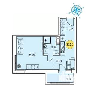 Студия квартира, строящийся дом, 33м2, 7/9 этаж