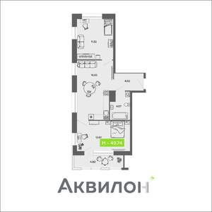 2-к квартира, вторичка, 50м2, 3/16 этаж