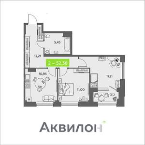 2-к квартира, вторичка, 52м2, 11/16 этаж