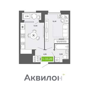 1-к квартира, вторичка, 33м2, 15/16 этаж