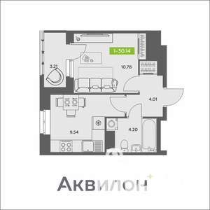 1-к квартира, вторичка, 30м2, 10/16 этаж