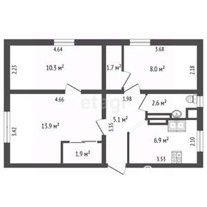 3-к квартира, вторичка, 53м2, 1/2 этаж