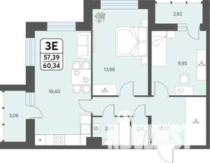 3-к квартира, вторичка, 60м2, 8/12 этаж