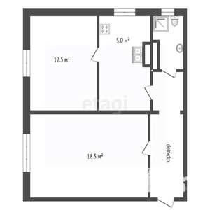 2-к квартира, вторичка, 49м2, 1/2 этаж