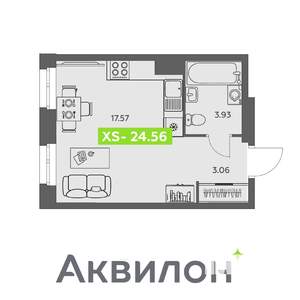 Студия квартира, вторичка, 25м2, 6/16 этаж
