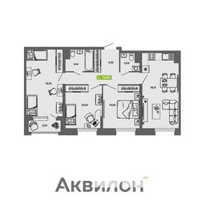 3-к квартира, вторичка, 73м2, 3/16 этаж