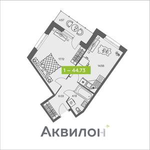 1-к квартира, вторичка, 45м2, 1/8 этаж