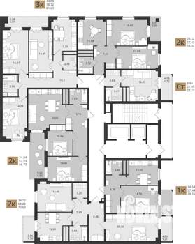 2-к квартира, вторичка, 67м2, 7/16 этаж