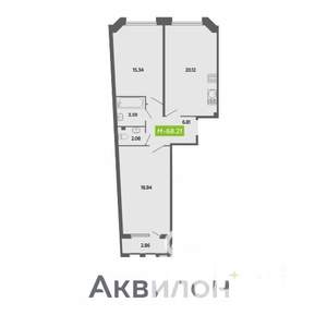 2-к квартира, вторичка, 68м2, 3/4 этаж